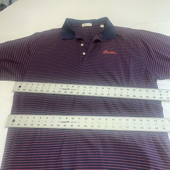 Peter Millar Sea Island Navy Blue Stripe Golf Short Sleeve Polo Shirt Size XL - Picture 4 of 6